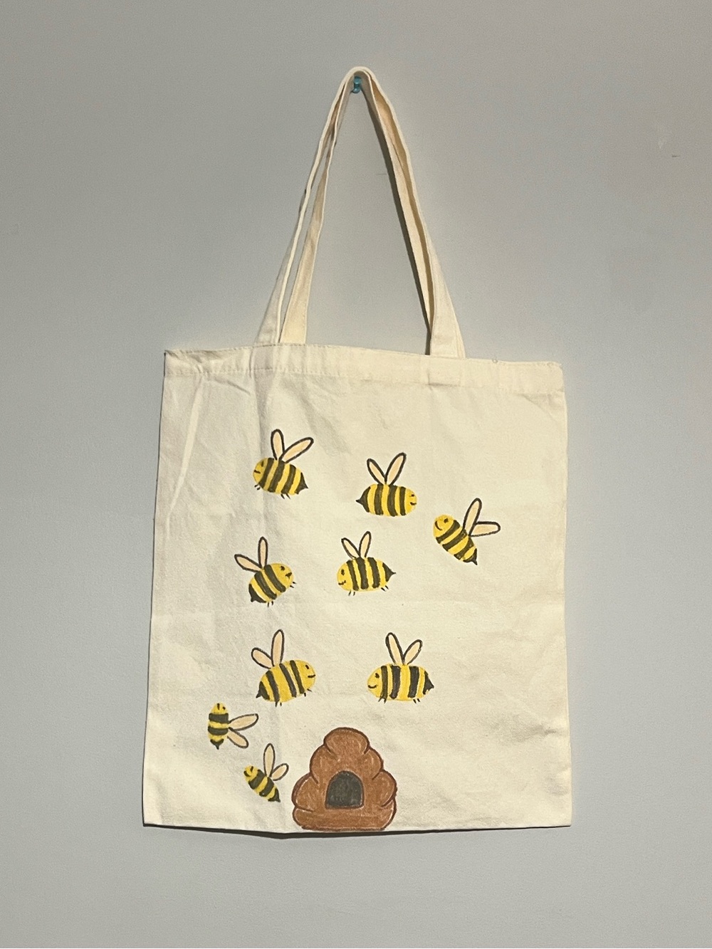 Canvas Happy Bee Tote Bag